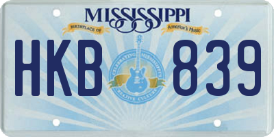 MS license plate HKB839
