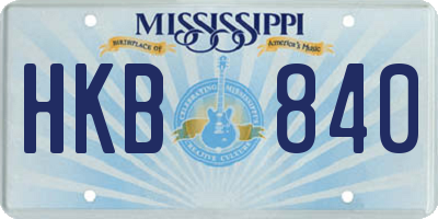 MS license plate HKB840