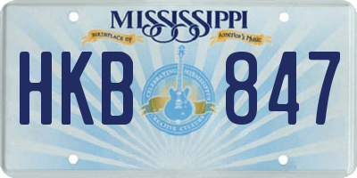 MS license plate HKB847