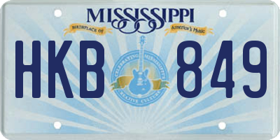 MS license plate HKB849