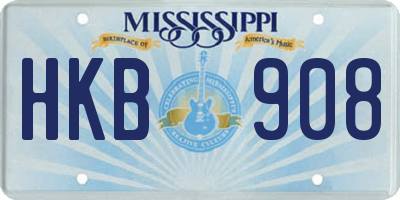 MS license plate HKB908
