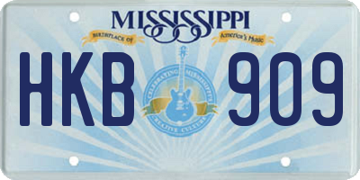 MS license plate HKB909