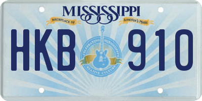 MS license plate HKB910