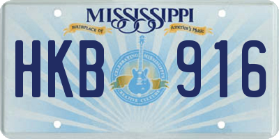 MS license plate HKB916