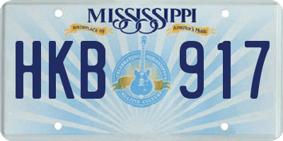 MS license plate HKB917