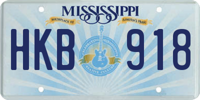 MS license plate HKB918
