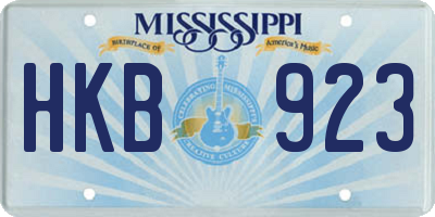 MS license plate HKB923