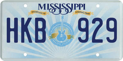 MS license plate HKB929
