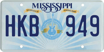 MS license plate HKB949