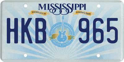 MS license plate HKB965
