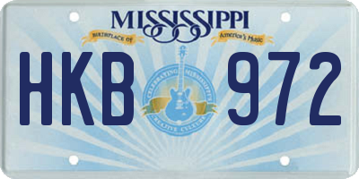 MS license plate HKB972