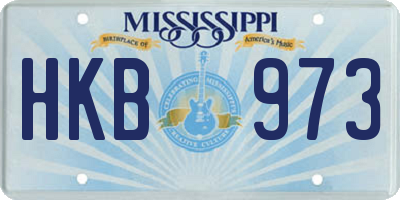 MS license plate HKB973