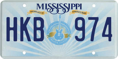 MS license plate HKB974