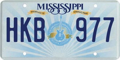 MS license plate HKB977