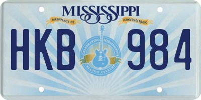 MS license plate HKB984