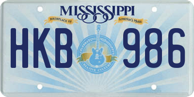 MS license plate HKB986