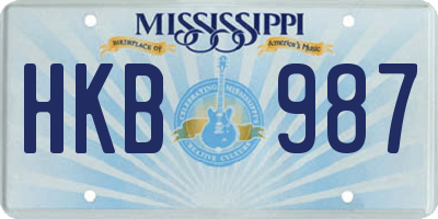 MS license plate HKB987