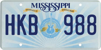 MS license plate HKB988