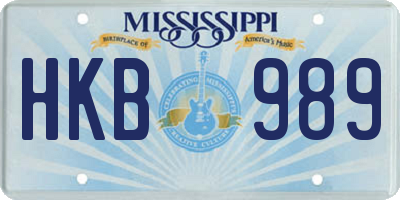 MS license plate HKB989