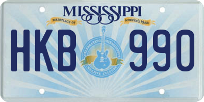 MS license plate HKB990