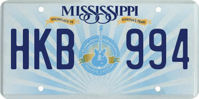 MS license plate HKB994