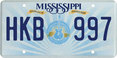 MS license plate HKB997