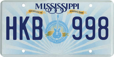 MS license plate HKB998
