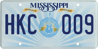 MS license plate HKC009