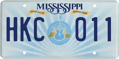 MS license plate HKC011