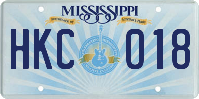 MS license plate HKC018