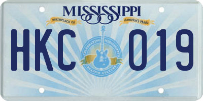 MS license plate HKC019