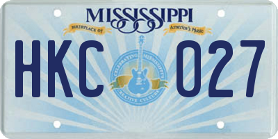 MS license plate HKC027