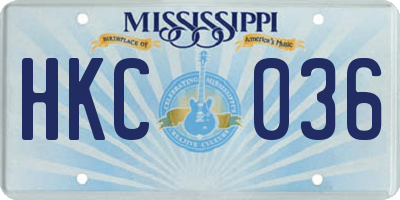 MS license plate HKC036