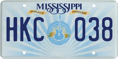 MS license plate HKC038