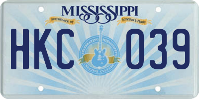 MS license plate HKC039