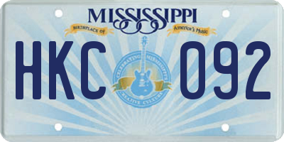 MS license plate HKC092
