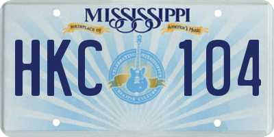 MS license plate HKC104