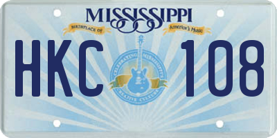 MS license plate HKC108