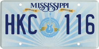 MS license plate HKC116