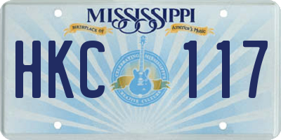 MS license plate HKC117
