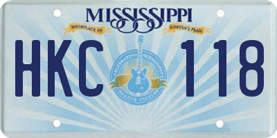 MS license plate HKC118