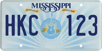 MS license plate HKC123
