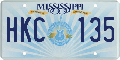 MS license plate HKC135