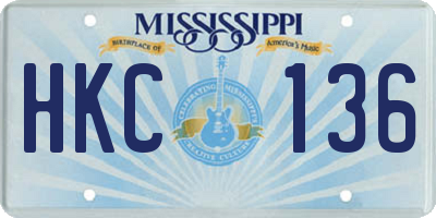 MS license plate HKC136