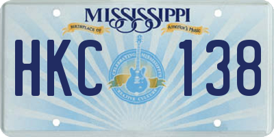 MS license plate HKC138