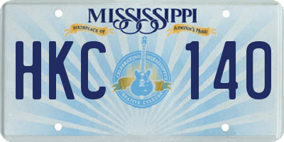 MS license plate HKC140