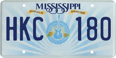 MS license plate HKC180
