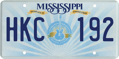 MS license plate HKC192
