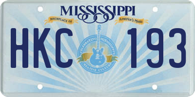 MS license plate HKC193