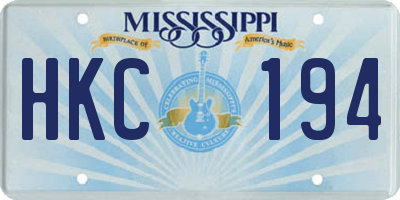 MS license plate HKC194